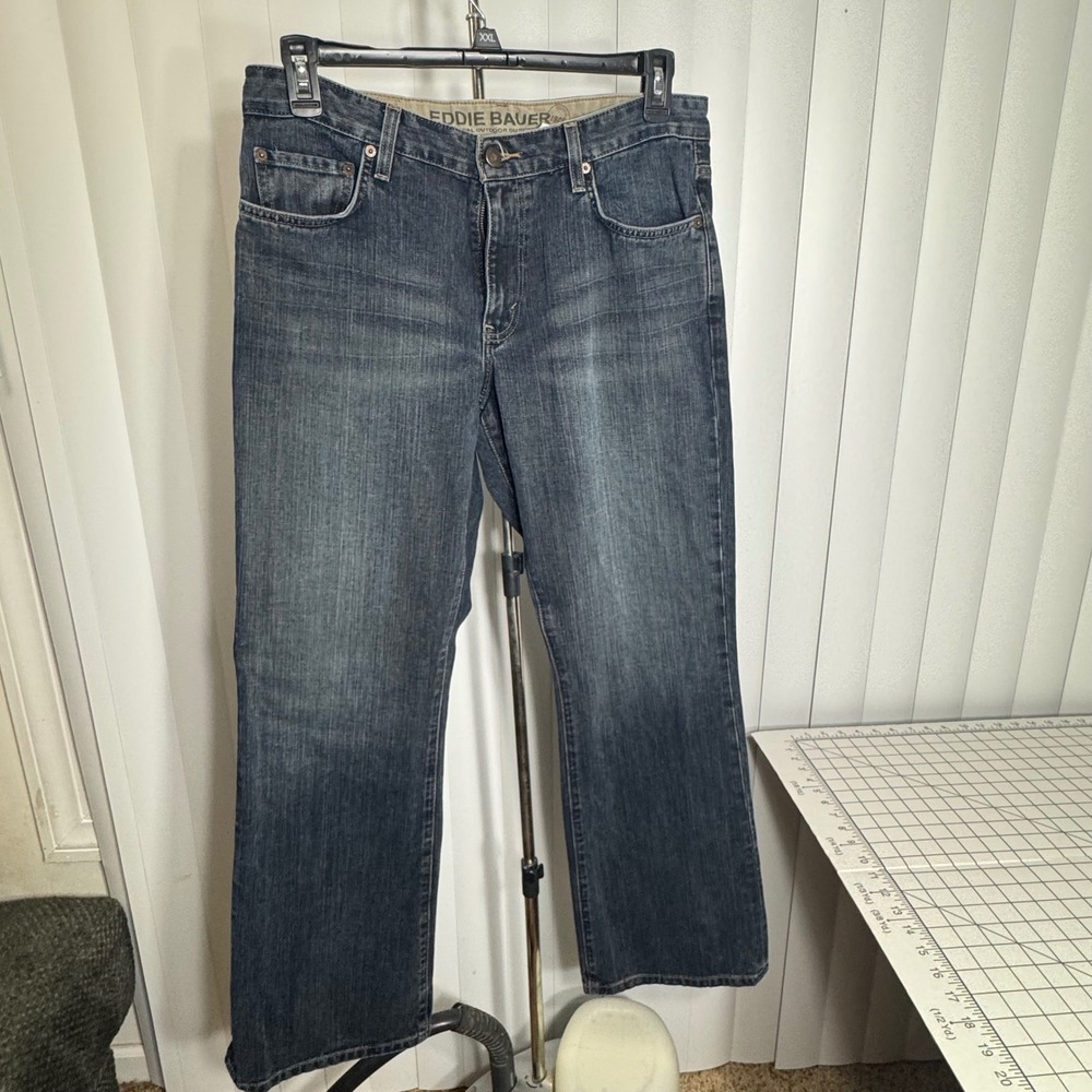 Eddie Bauer Bootcut Jeans Mens 34x32 Dark Wash Denim Outdoor Outfitters‎